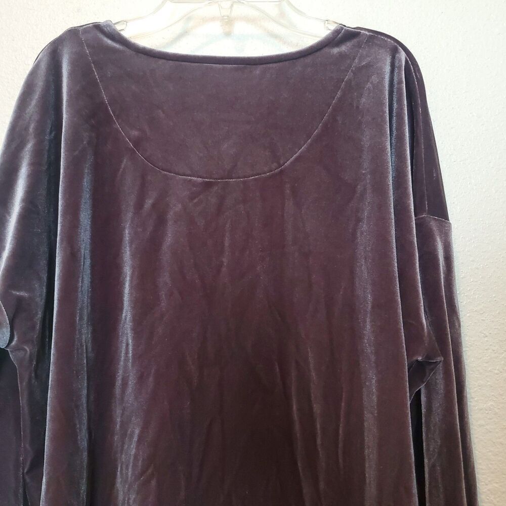J. Jill Women Top Blouse‎ Shirt Sz L Brown Velvet Boat Neck Long Sleeve Hi-lo - Picture 10 of 16